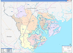 Hilton Head Island-Bluffton-Beaufort Metro Area Wall Map Color Cast Style 2026